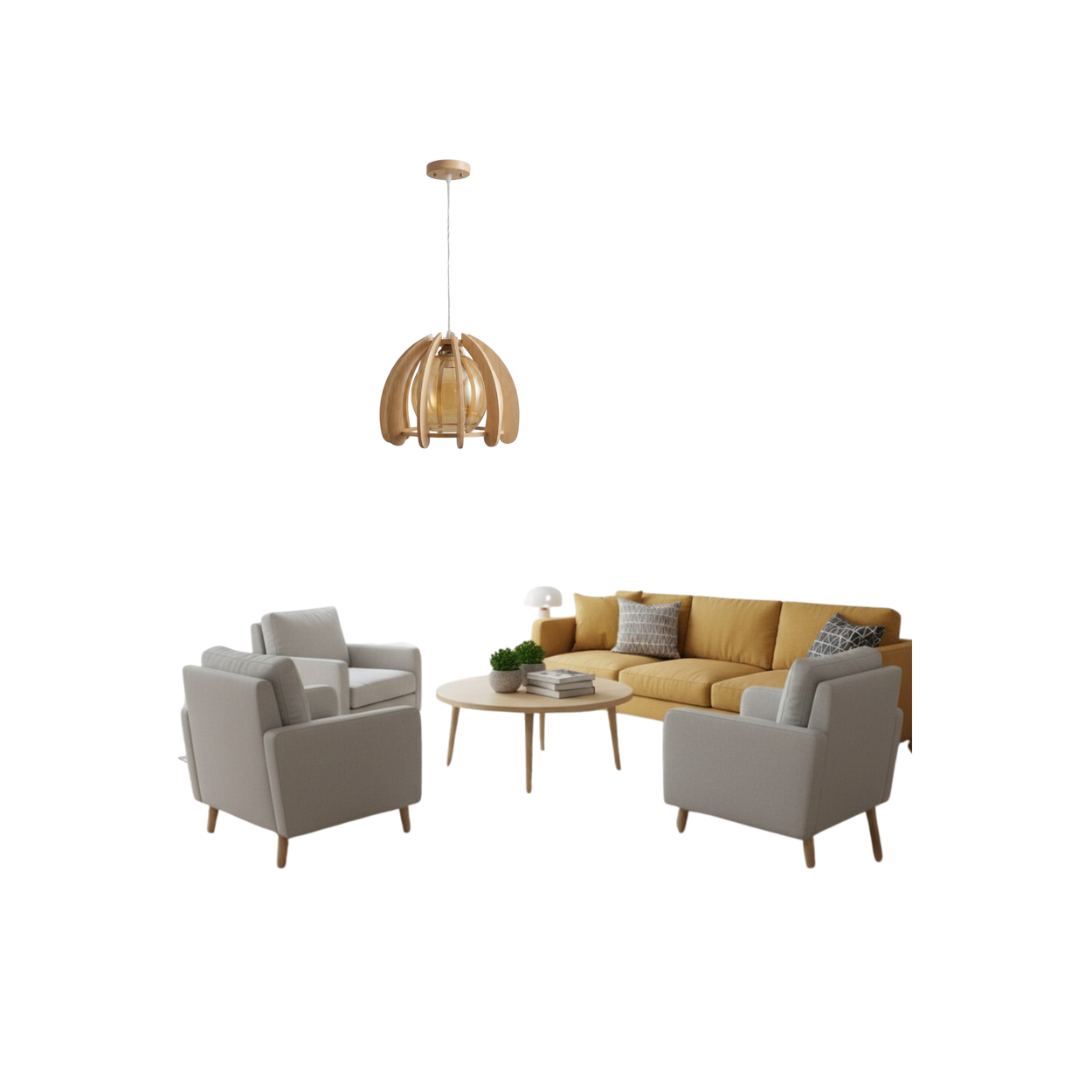 Lámpara Techo Colgante Decorativa Comedor Sala Madera ALJ-1