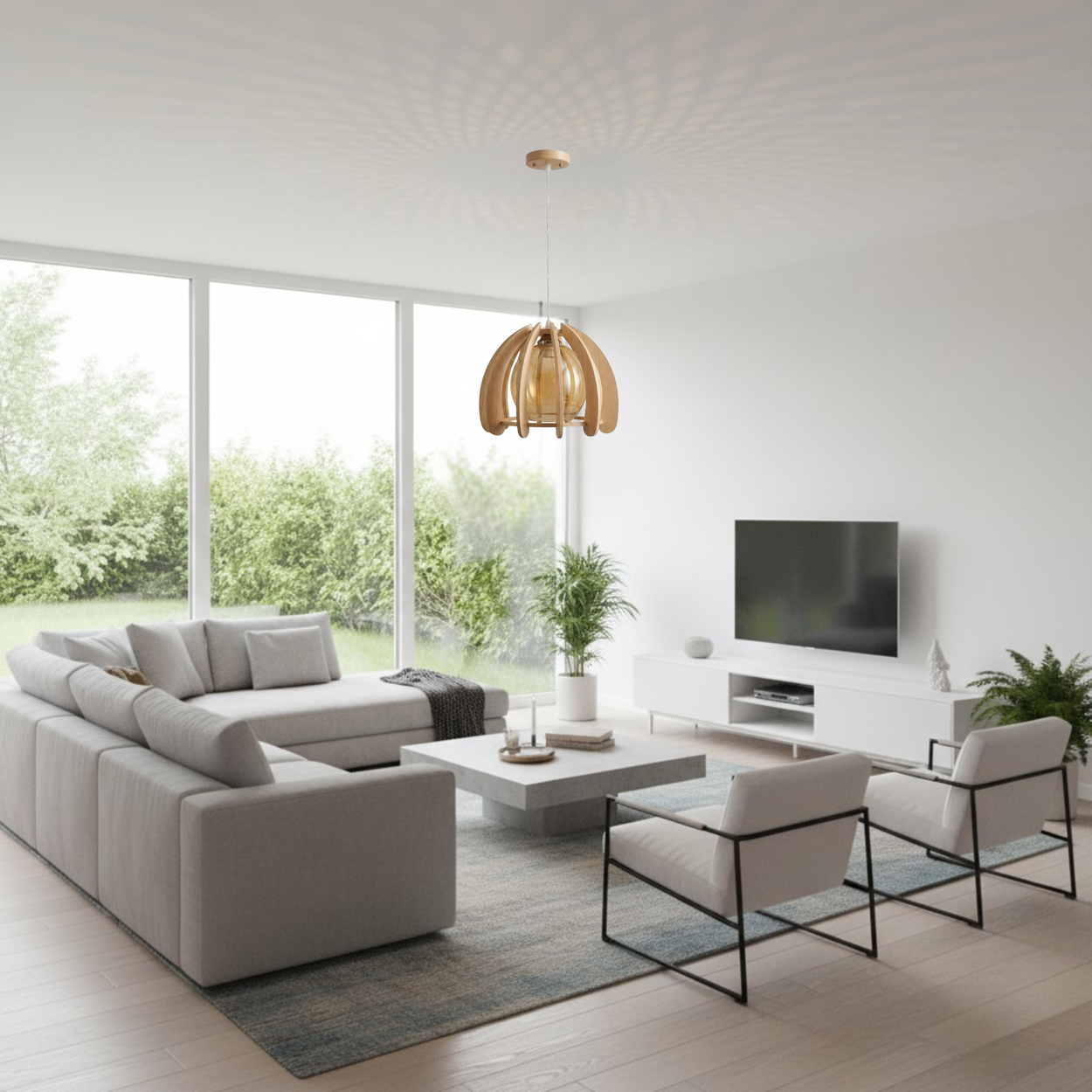 Lámpara Techo Colgante Decorativa Comedor Sala Madera ALJ-6