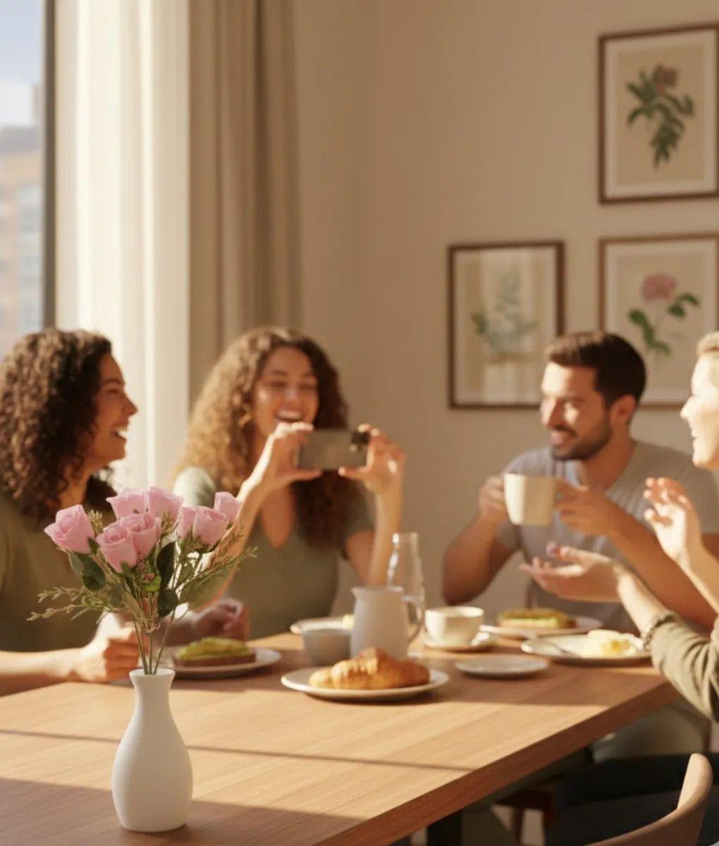 Set 4 Ramo Floral Rosas Artificiales Encanto Decorativo Jhn-4