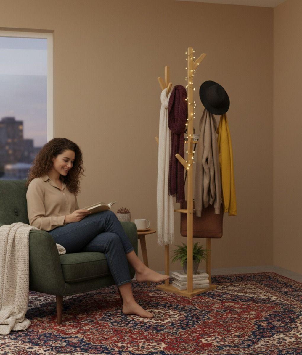 Perchero Pie Decorativo Estilo Árbol Estantería Hogar Jhn-3