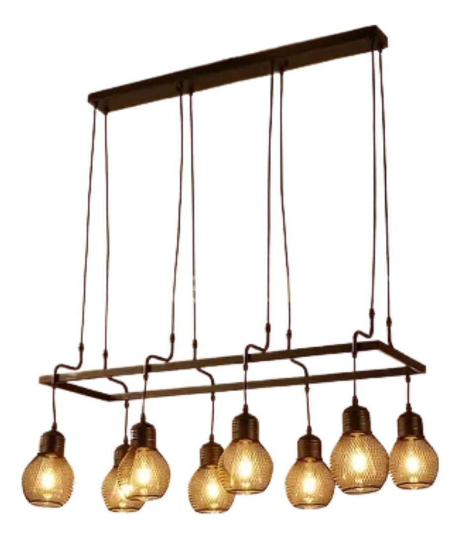 Lampara Colgante Metal 8 Bombillos Vintage Hogar Lau-0