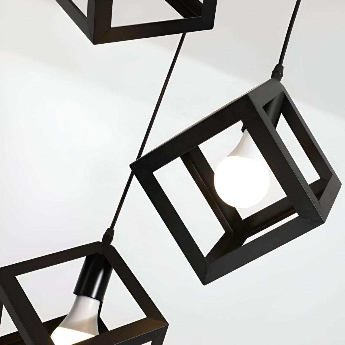 Lámpara Colgante Techo Minimalista Cubos Negro 3 Luces Jhn-2