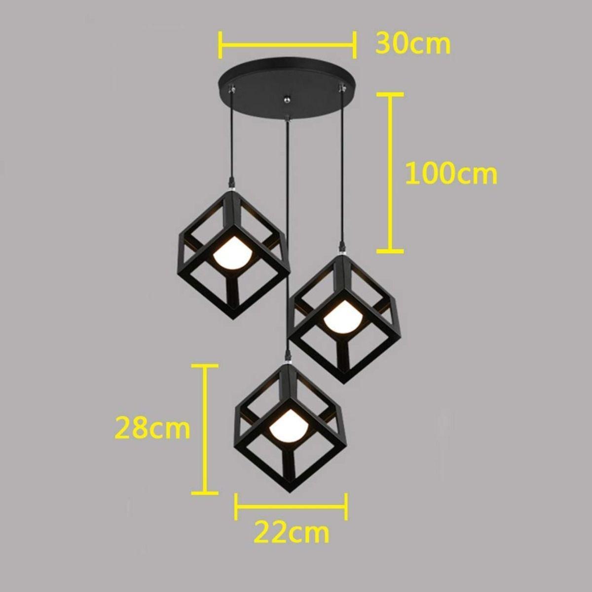 Lámpara Colgante Techo Minimalista Cubos Negro 3 Luces Jhn-9