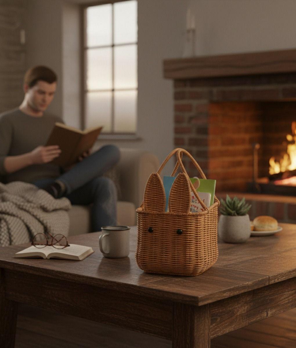 Canasto Decorativo Cesto Encantador Diseño Conejo Jhn-3