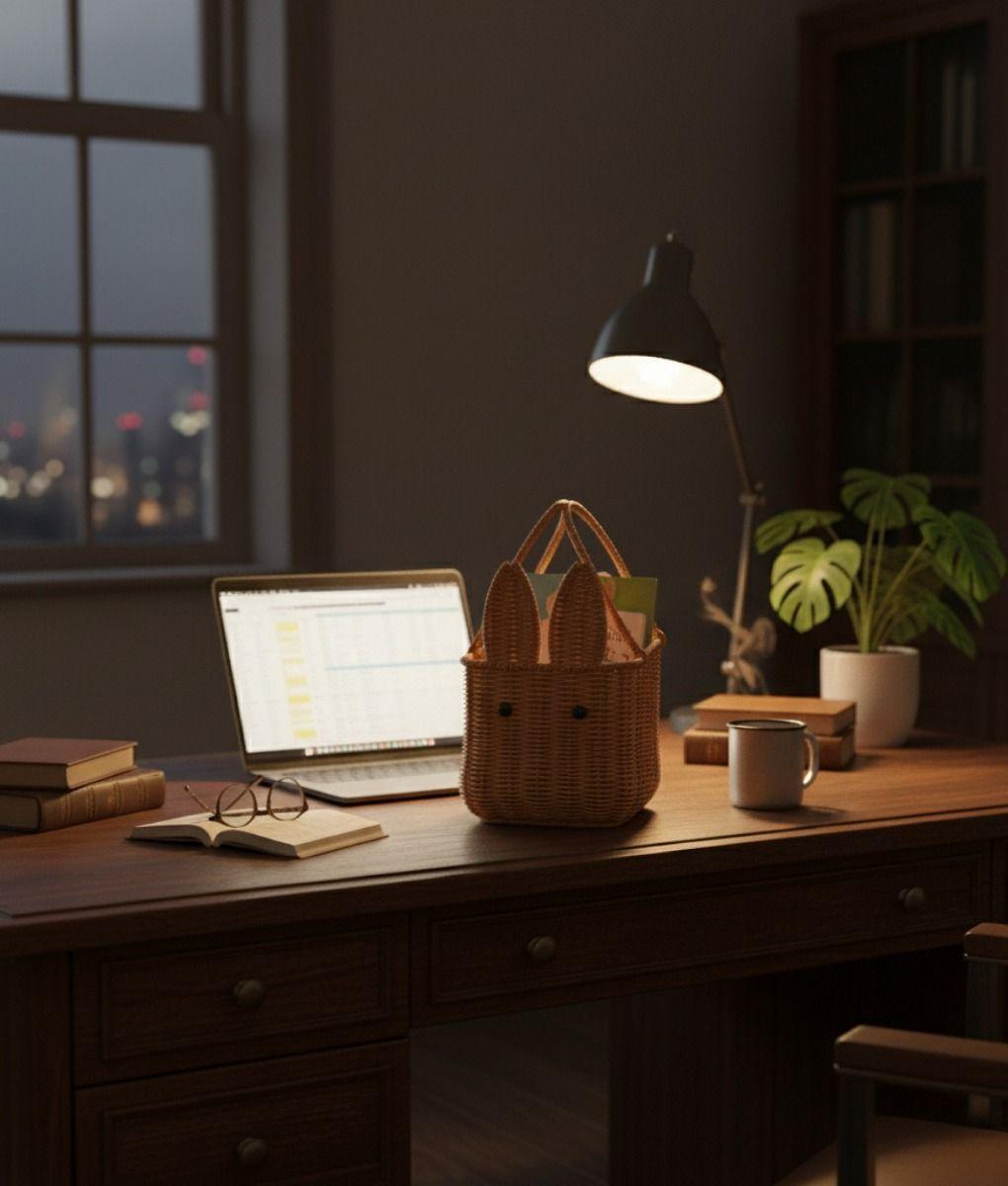 Canasto Decorativo Cesto Encantador Diseño Conejo Jhn-8