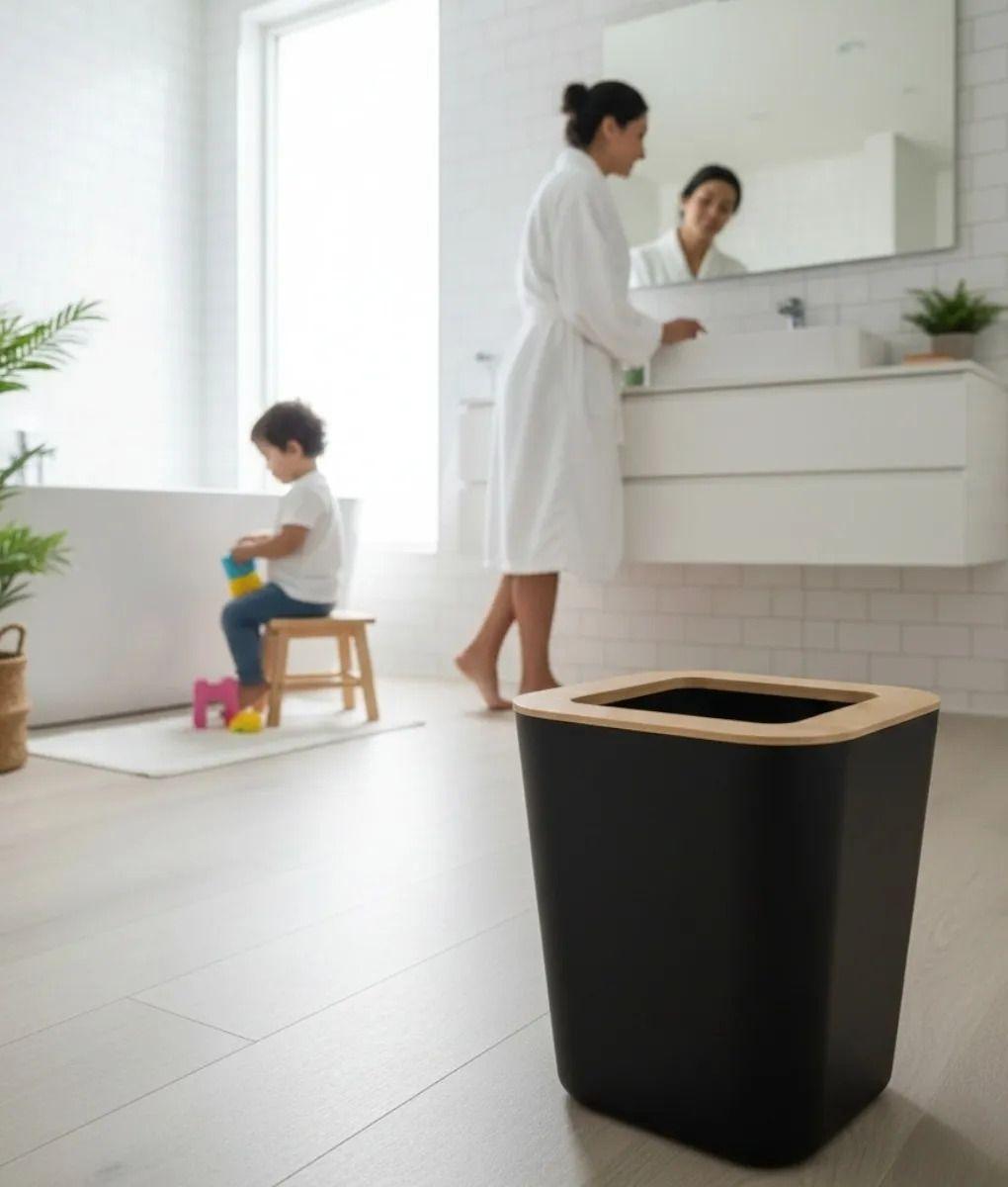 Basurero Papelera Diseño Contemporáneo Toque Natural Jhn-5