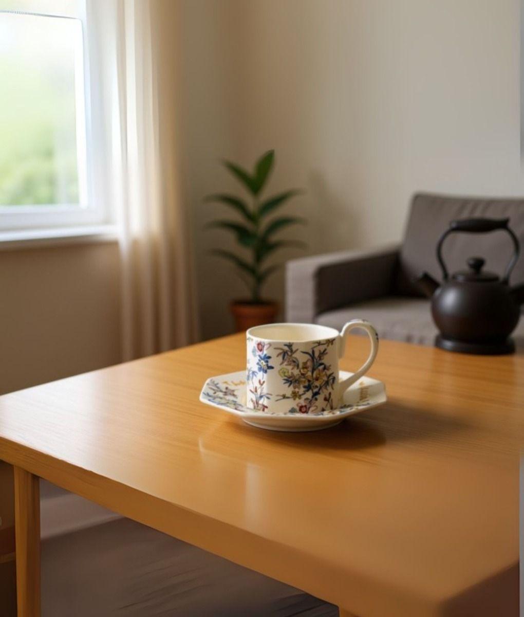 Taza Elegante Platillo Floral Decorativa Hogar Jhn-7