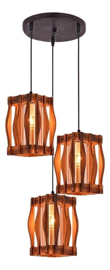 Lámpara Techo Colgante Vintage Rústica Hogar 3 Luces Jhn-1