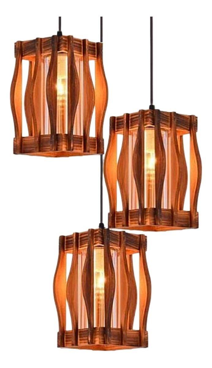 Lámpara Techo Colgante Vintage Rústica Hogar 3 Luces Jhn-2