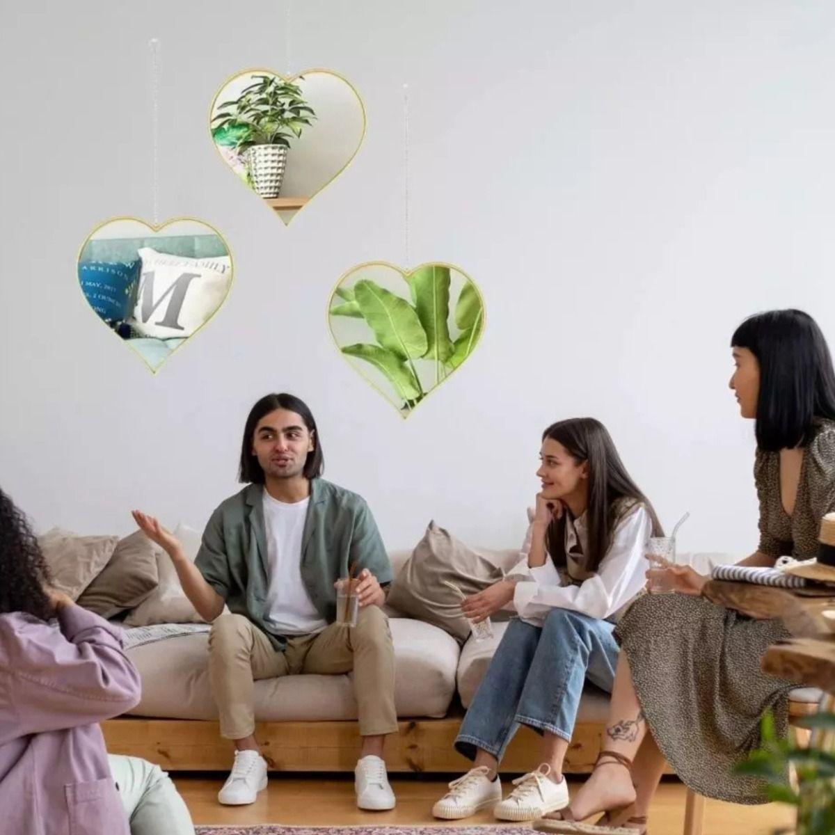 Set 3 Espejo Decorativo Pared Colgante Corazón Adorno Jhn-2