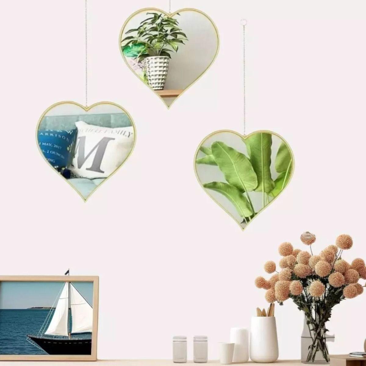 Set 3 Espejo Decorativo Pared Colgante Corazón Adorno Jhn-9