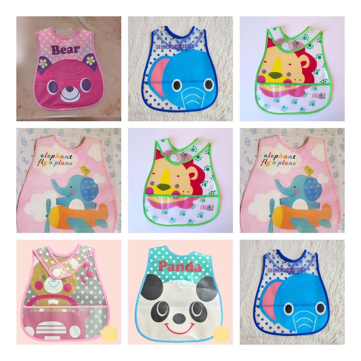 Set de 8 Baberos Plástico Impermeable Bebés Delantal Jhn-4