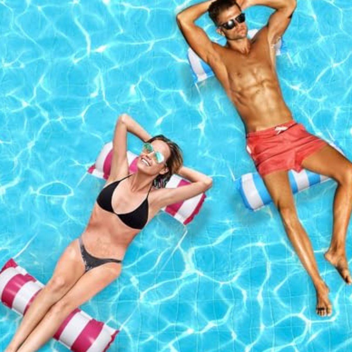 SET 2 INFLABLE FLOTANTE FORMA HAMACA PARA PISCINA LAU-1