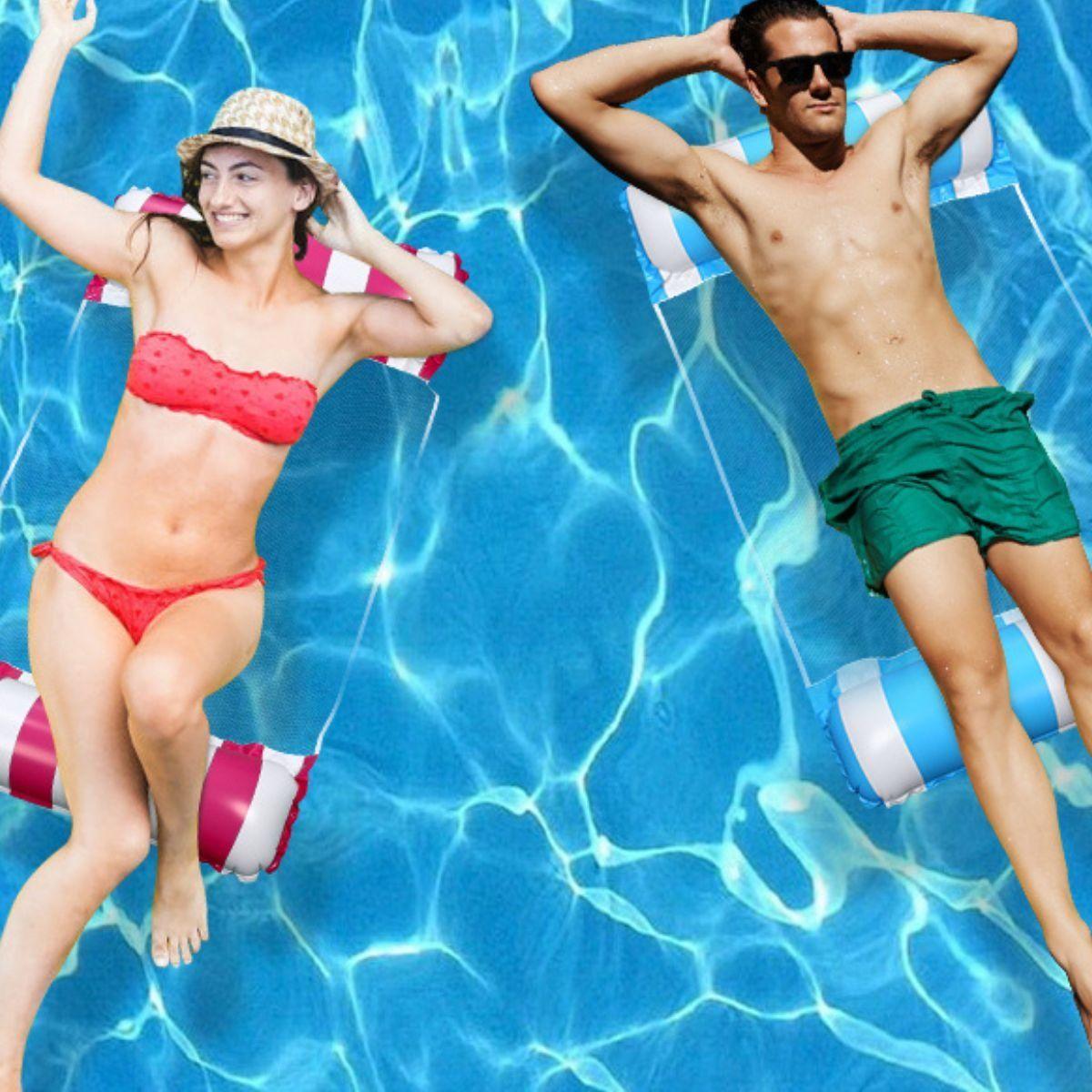 SET 2 INFLABLE FLOTANTE FORMA HAMACA PARA PISCINA LAU-5