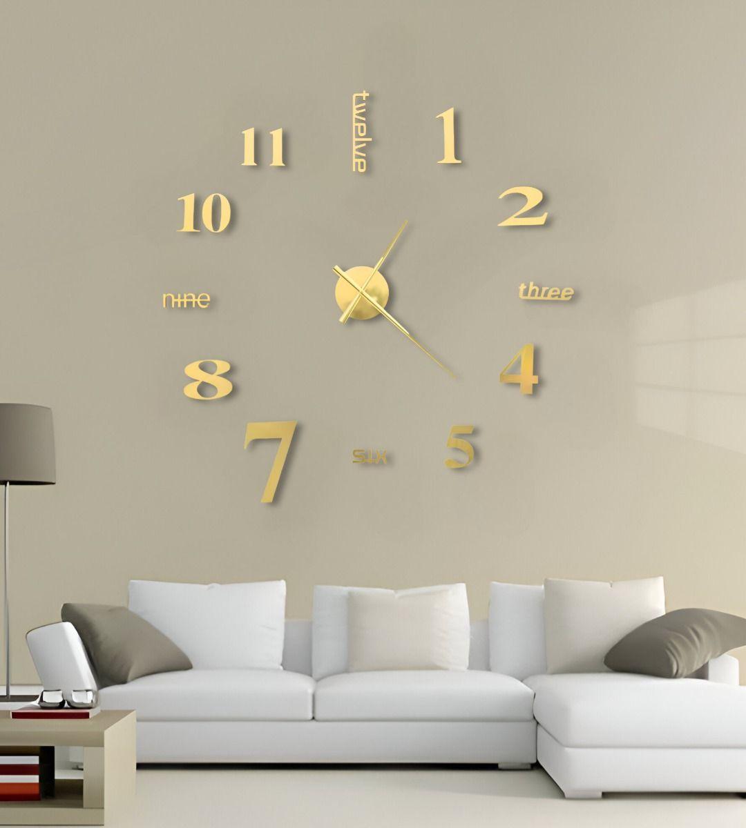 Reloj Pared 3D Grande Decoración Dorado Sin Marco Jhn-6