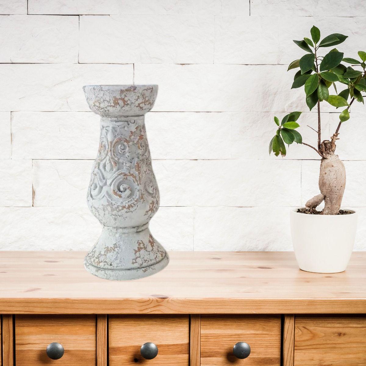 Pedestal Decorativo Soporte Cerámica Envejecido 25cm Jhn-3