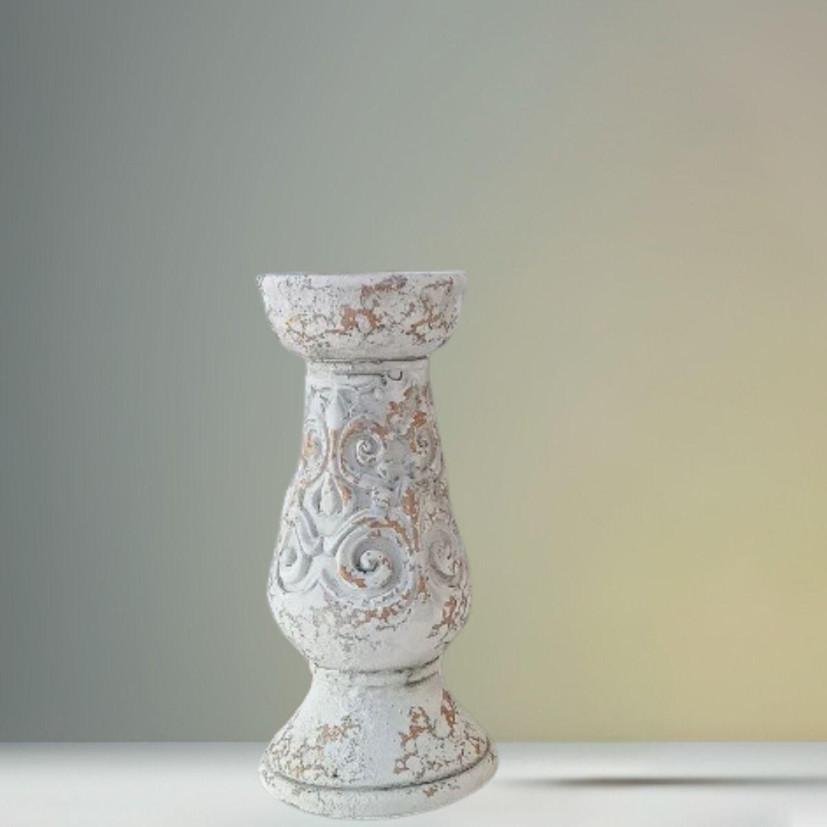 Pedestal Decorativo Soporte Cerámica Envejecido 25cm Jhn-4