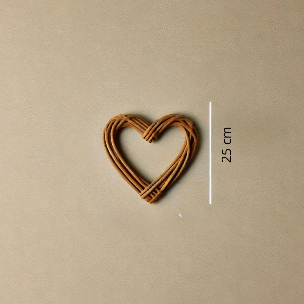 Set de 3 Corazón Decorativo Mimbre Colgante Pared 25cm Jhn-5