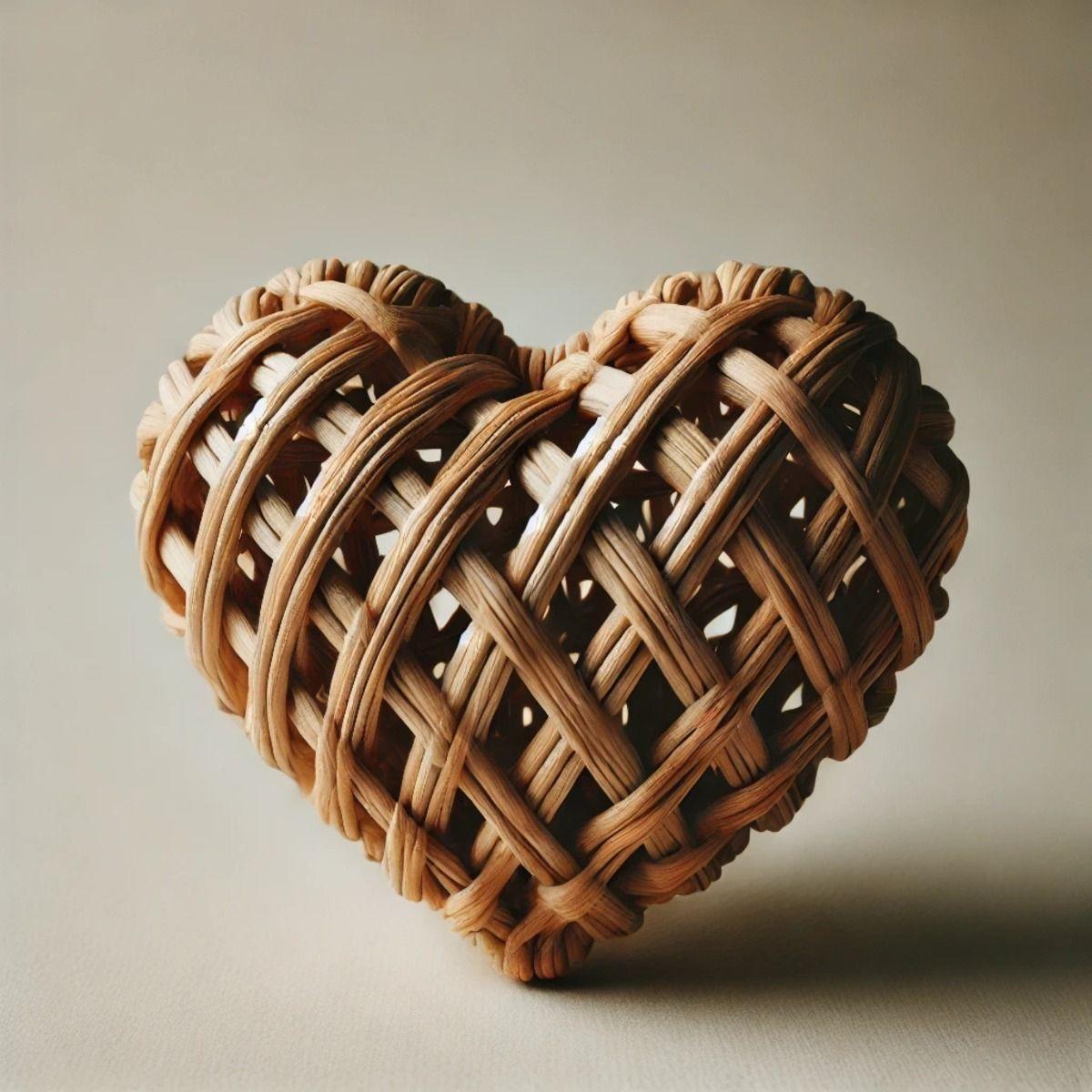 Set de 3 Corazón Decorativo Mimbre Colgante Pared 25cm Jhn-6
