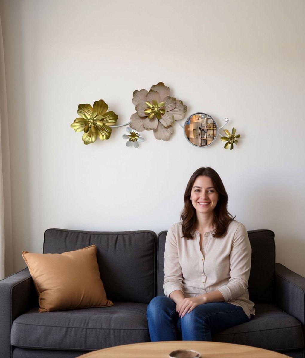 Espejo Decorativo Pared Adorno Versátil Flores Hogar Jhn-2