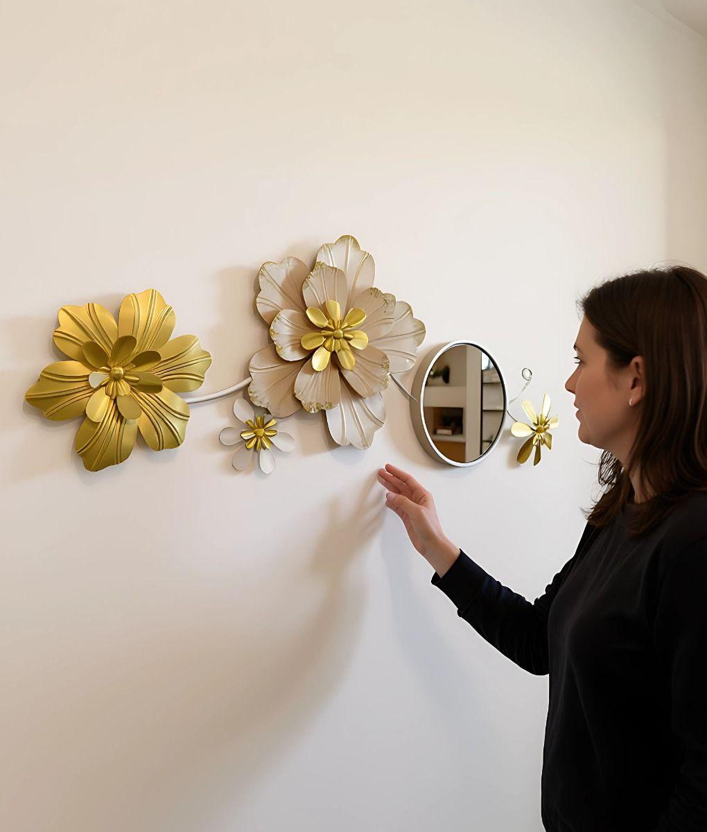 Espejo Decorativo Pared Adorno Versátil Flores Hogar Jhn-4