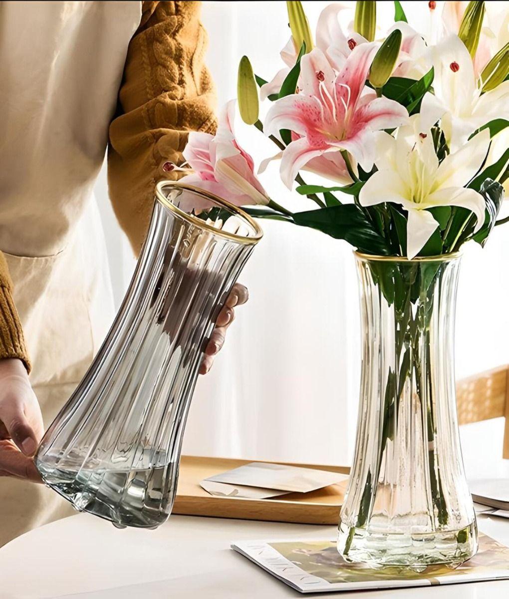 Florero Jarrón Decorativo Transparente Textura Hogar Jhn-3