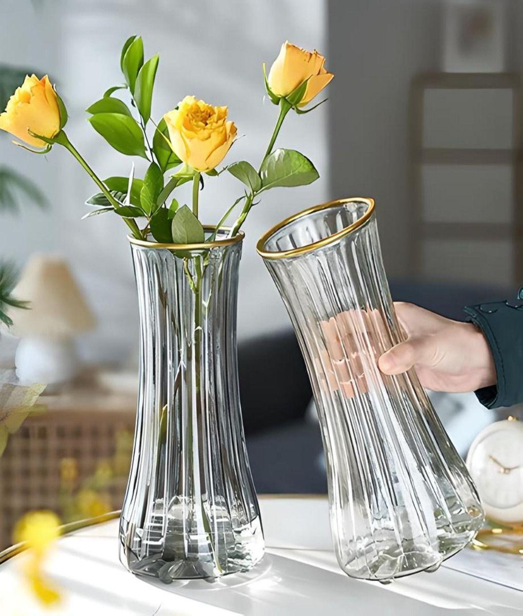 Florero Jarrón Decorativo Transparente Textura Hogar Jhn-4