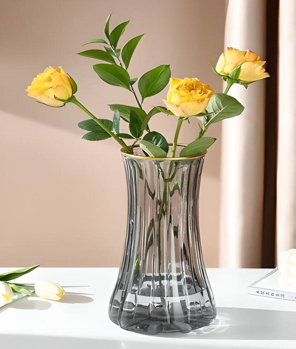 Florero Jarrón Decorativo Transparente Textura Hogar Jhn-5