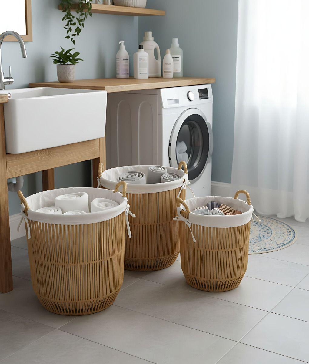 Set 3 Cestos Almacenamiento Decorativos Natural Hogar Jhn-6