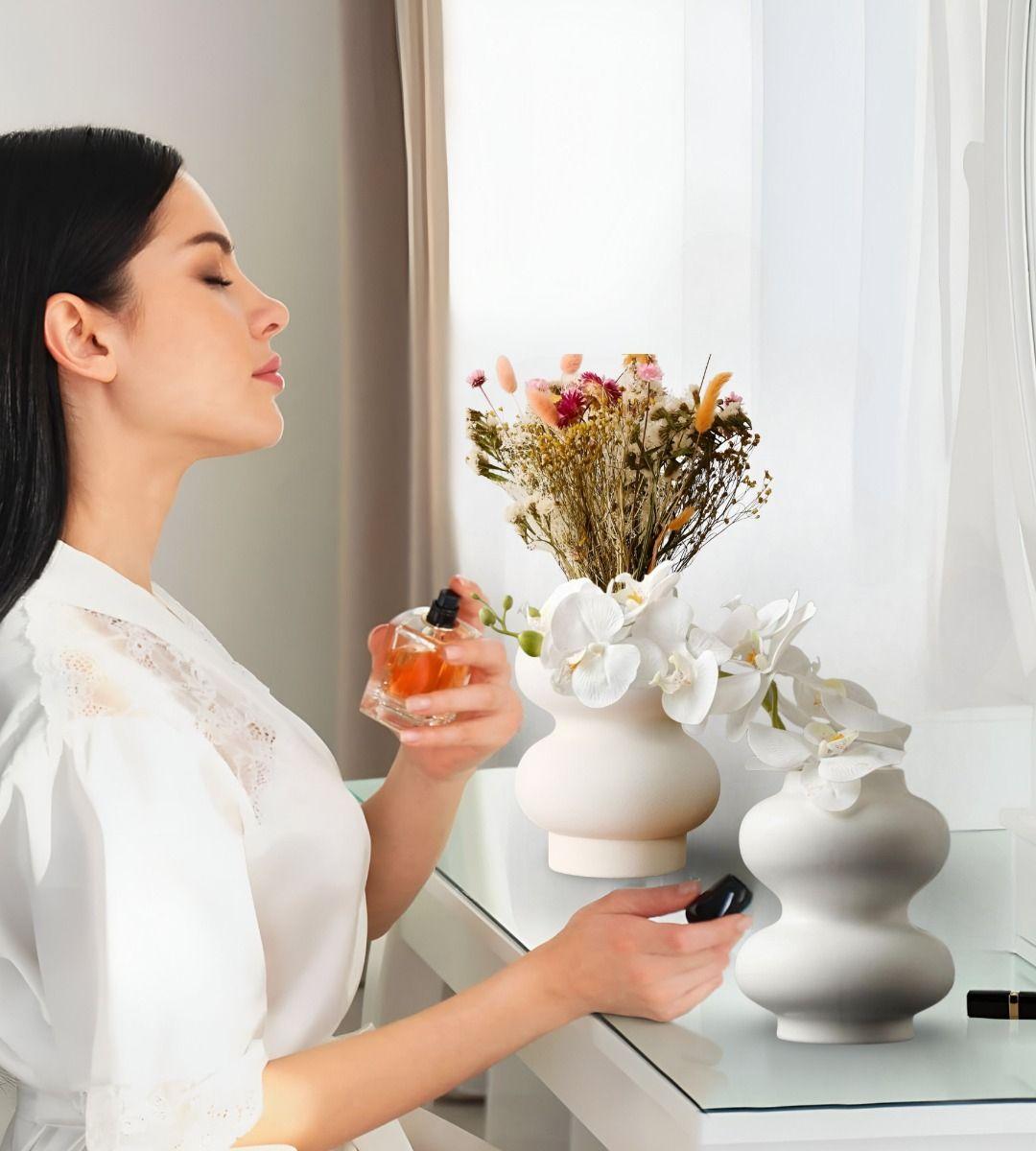 Jarrón Florero Cerámica Decoración Moderno Blanco Hogar Jhn-4