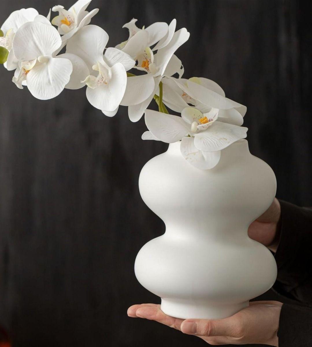 Jarrón Florero Cerámica Decoración Moderno Blanco Hogar Jhn-5
