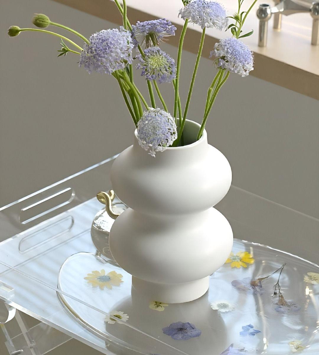 Jarrón Florero Cerámica Decoración Moderno Blanco Hogar Jhn-8