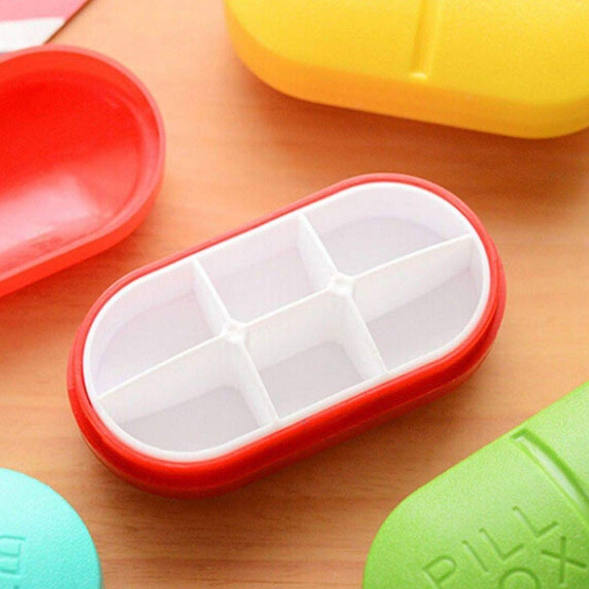 SET 4 PASTILLERO ROJO 6 COMPARTIMIENTOS PORTATIL LAU-5