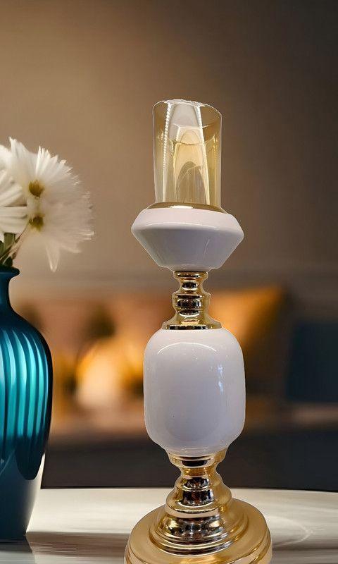 Portavelas Blanco Decoracion Texturizado Elegante Lau-7