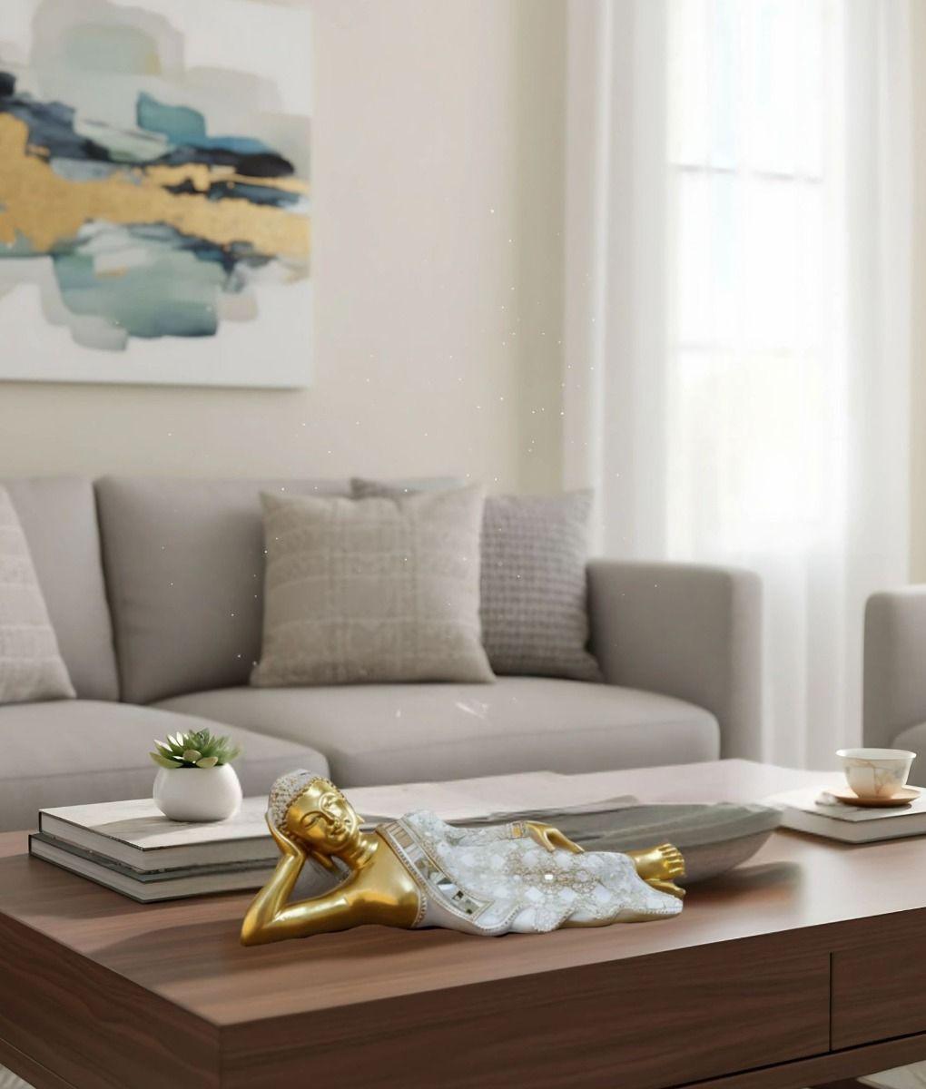 Figura Decorativa Estatua Buda Acostado Meditación Jhn-8