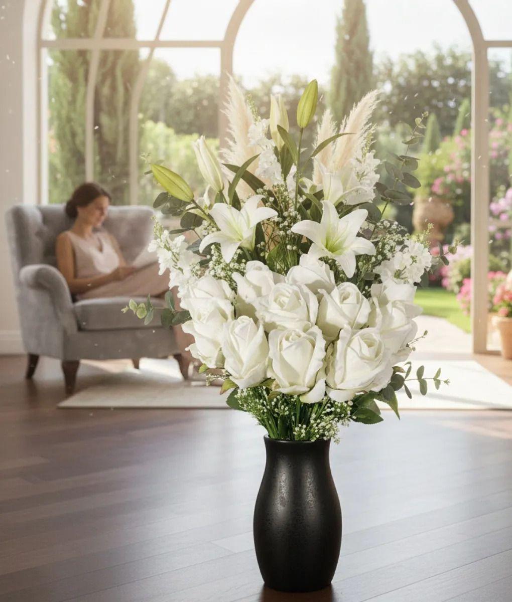 Ramo Floral Artificial Decorativo Rosas Tipo Botón Jhn-9