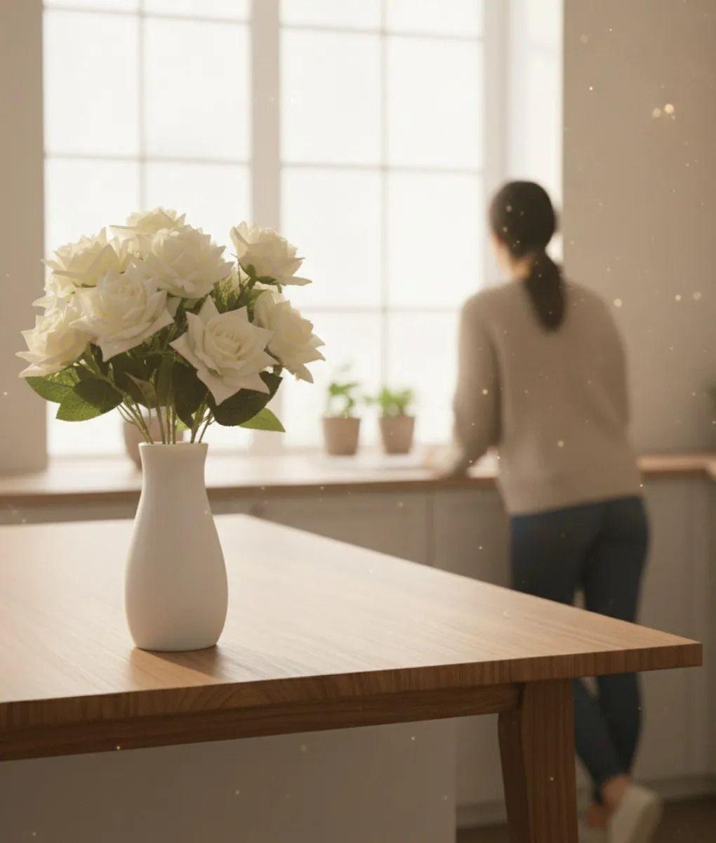 Set 2 Ramo Floral Artificial Rosas Decorativas Adorno Jhn-4