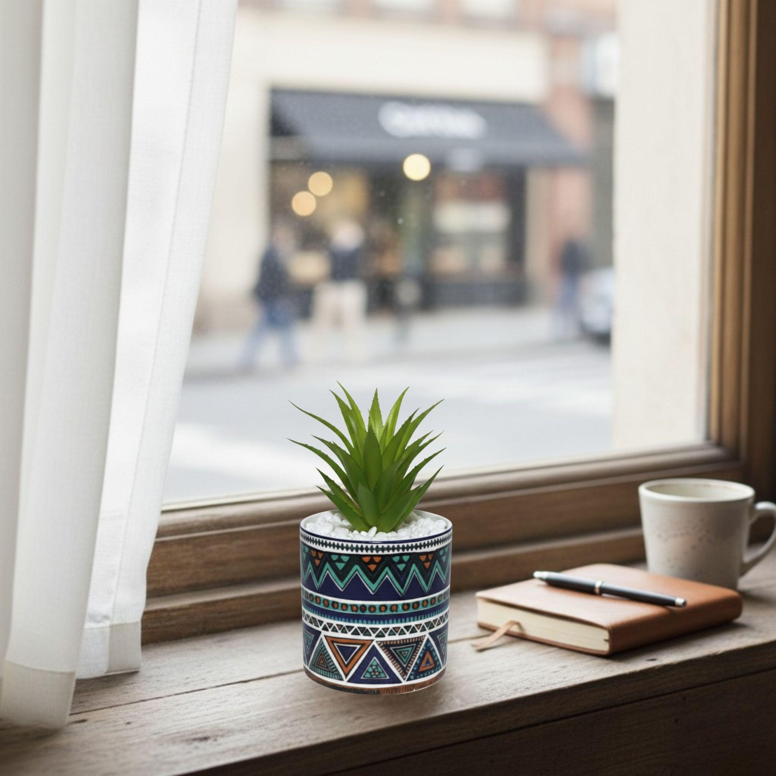 Maceta Artificial Decorativa Etnica Planta Suculenta ALJ-3