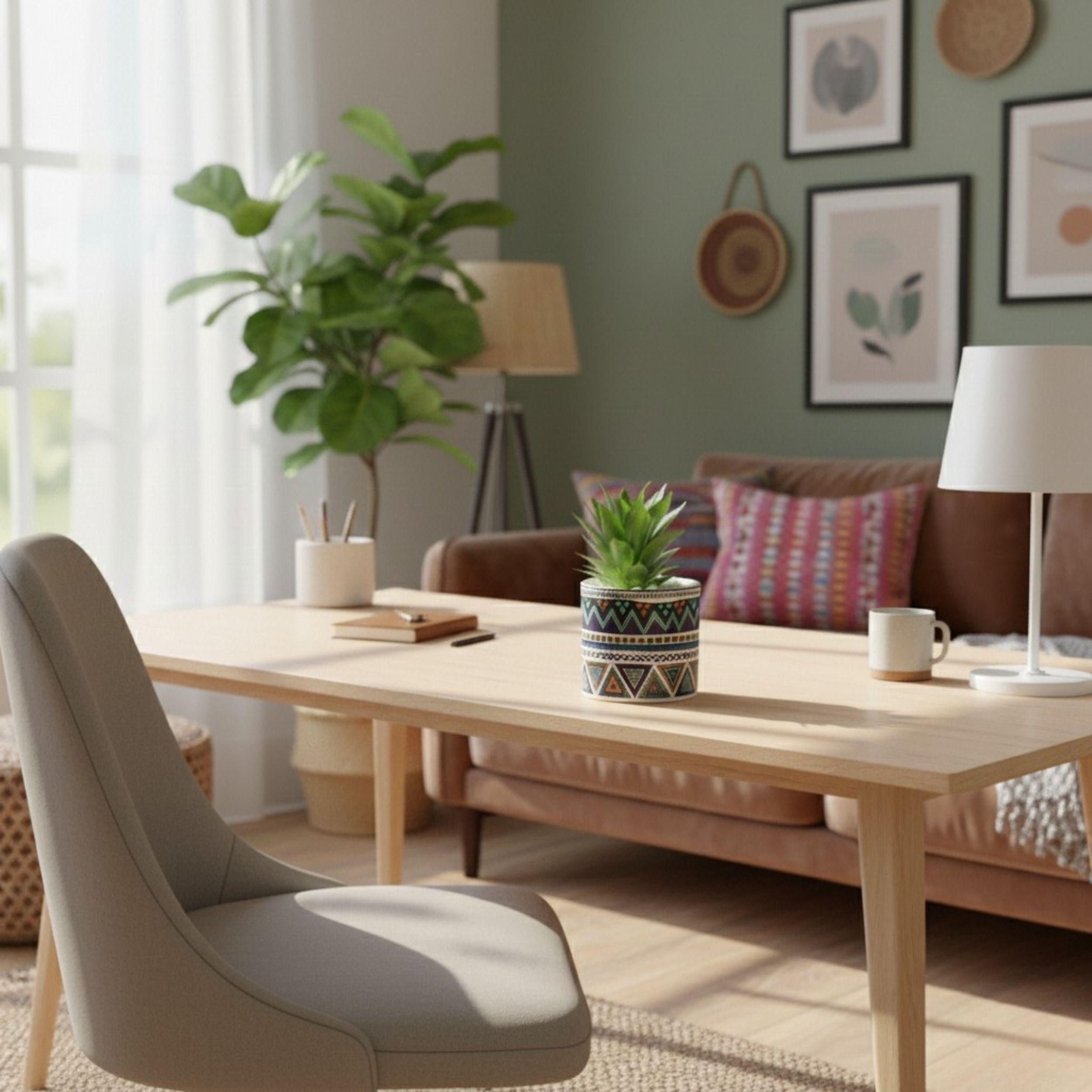 Maceta Artificial Decorativa Etnica Planta Suculenta ALJ-4
