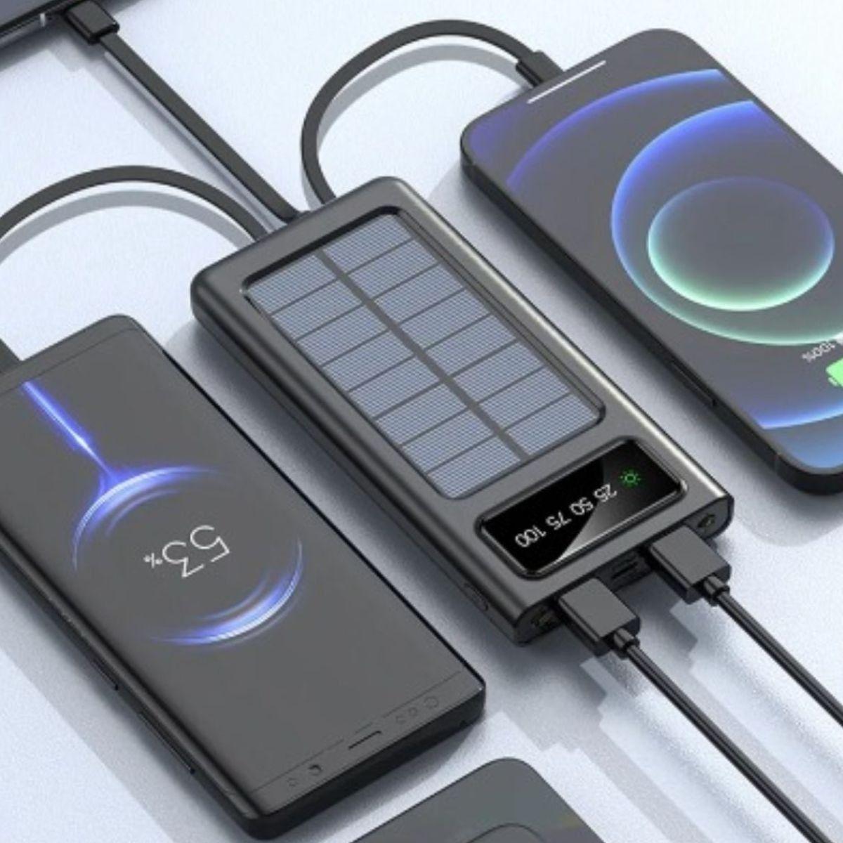 Cargador Portátil Solar Doble Puerto USB Pantalla LED Jhn-3