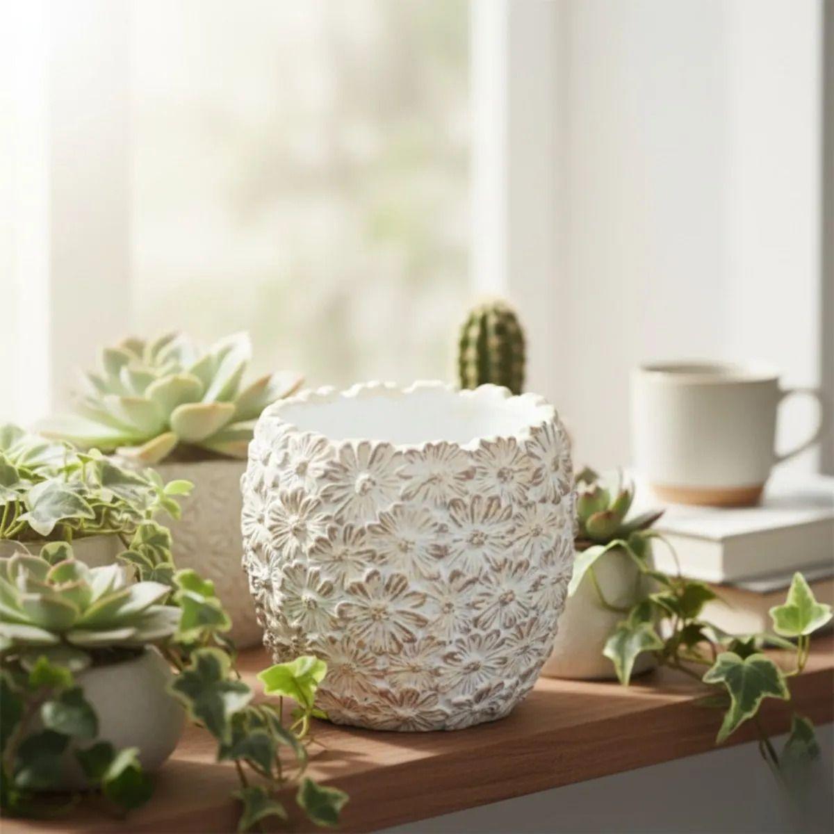Maceta Decorativa Diseño Flores Macetero Minimalista Jhn-6