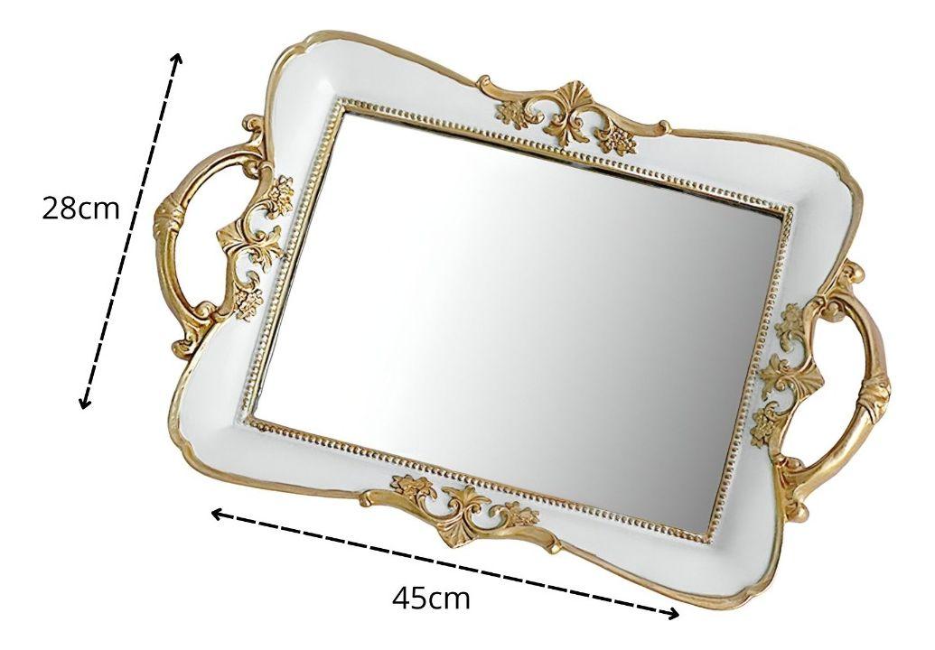Bandeja Espejo Organizador Adorno Decorativo Blanca Jhn-9