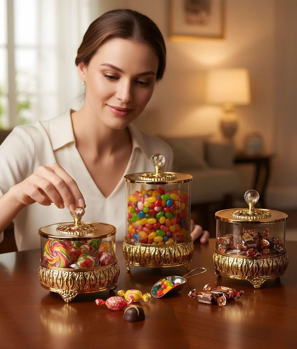 Set 3 Frascos Decorativos Multifuncional Almacenamiento Jhn-2