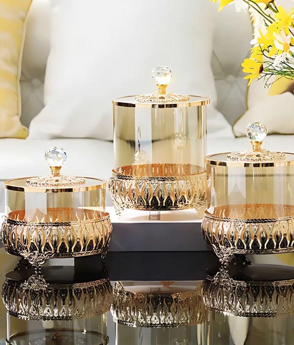 Set 3 Frascos Decorativos Multifuncional Almacenamiento Jhn-7