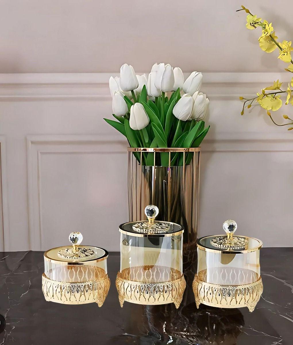 Set 3 Frascos Decorativos Multifuncional Almacenamiento Jhn-9