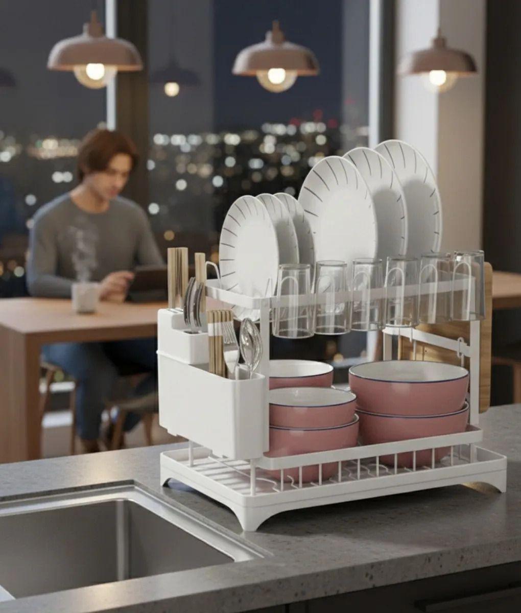 Secaplatos Escurridor Doble Nivel Organizador Cocina Jhn-4