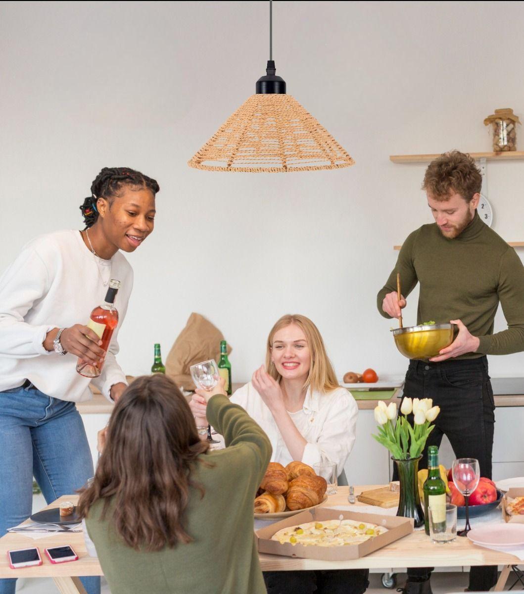 Lámpara Colgante Techo Tejida Vintage Natural Jhn-3