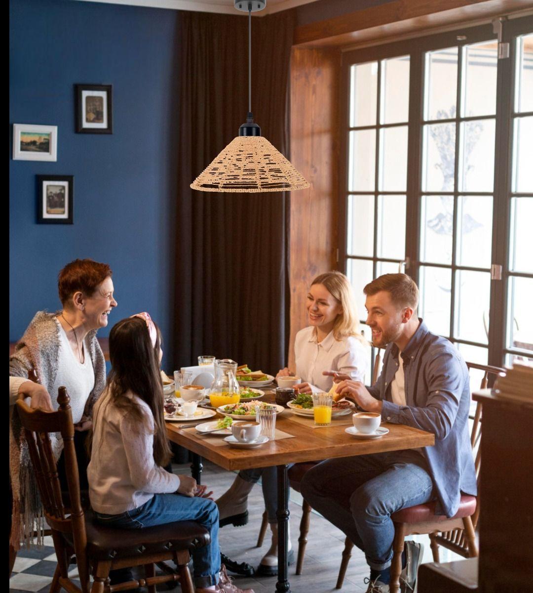 Lámpara Colgante Techo Tejida Vintage Natural Jhn-4