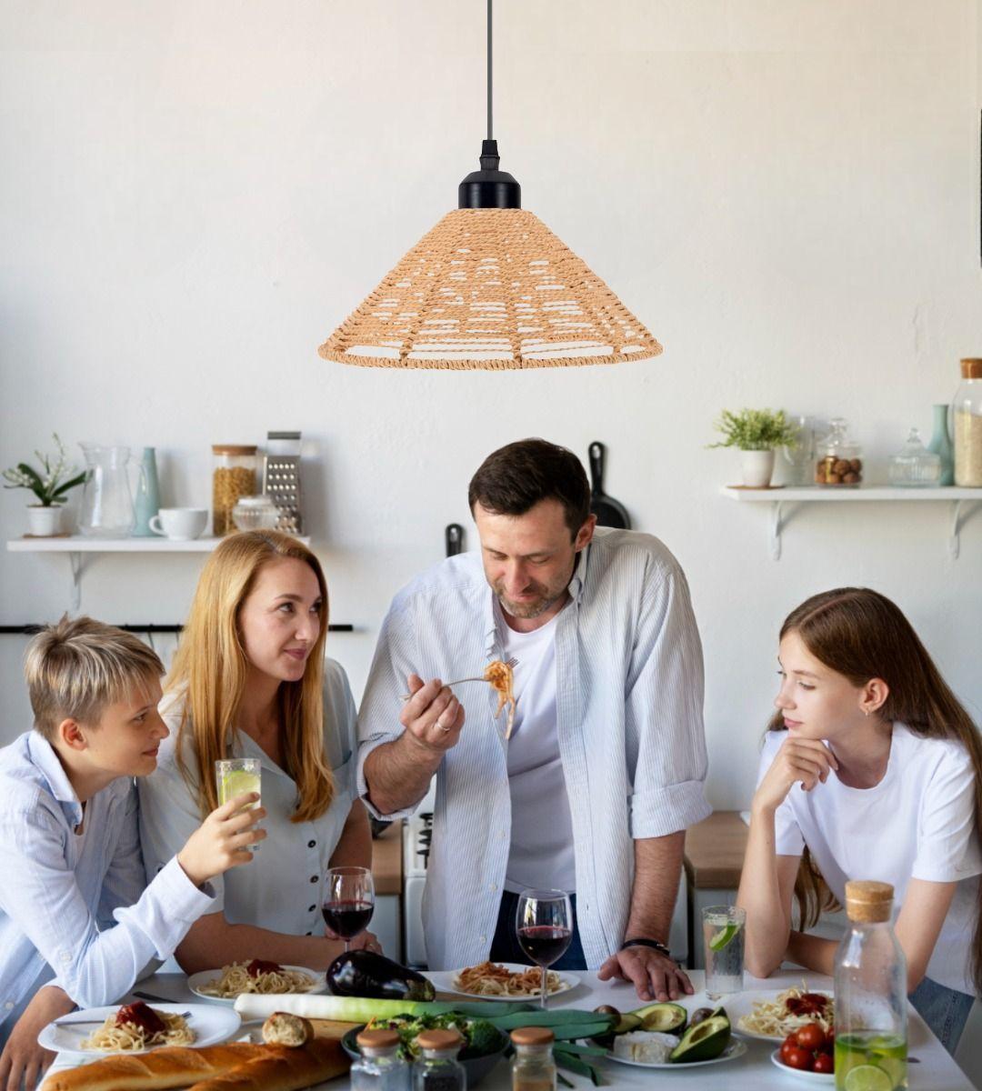 Lámpara Colgante Techo Tejida Vintage Natural Jhn-5