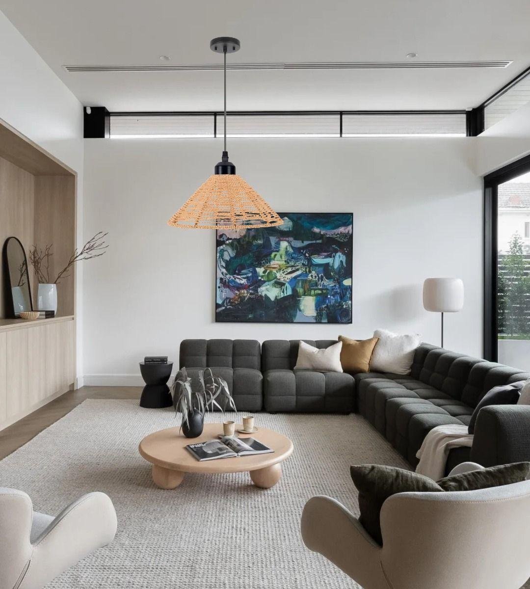 Lámpara Colgante Techo Tejida Vintage Natural Jhn-7